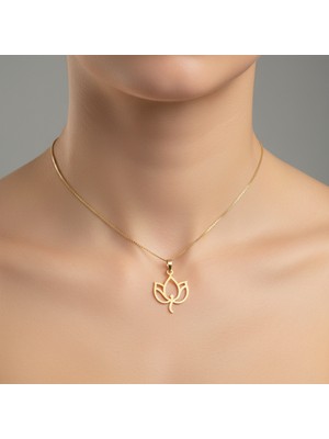 TabiTela 8 ayar altın kolye ucu lotus   GM7421 1 gr
