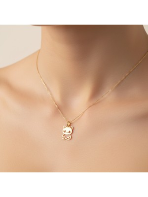 TabiTela 8 ayar altın kolye ucu kedi GM8857 0.5 gr