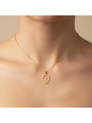 TabiTela 8 ayar altın kolye ucu kafatası   GM8043 0.5 gr