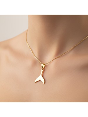 TabiTela 14 ayar altın kolye ucu balina kuyruğu   GM8469 1 gr