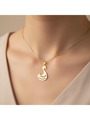 TabiTela 14 ayar altın kolye ucu kuğu GM8201 0.5 gr