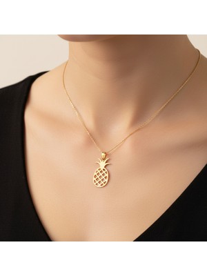 TabiTela 14 ayar altın kolye ucu ananas GM8708 1 gr