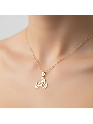 TabiTela 8 ayar altın kolye ucu motosiklet GM8644 1 gr