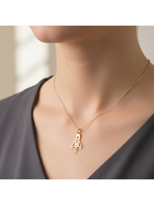 TabiTela 8 ayar altın kolye ucu roket gemisi   GM7932 1 gr