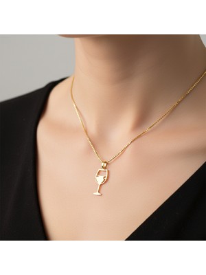 TabiTela 8 ayar altın kolye ucu şarap kadehi GM8925 1 gr