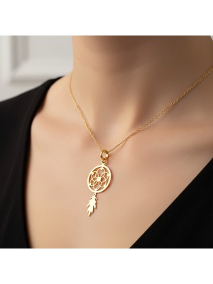 TabiTela 14 ayar altın kolye ucu rüya kapanı GM9091 1 gr