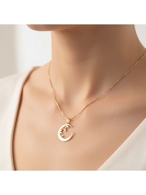 TabiTela 8 ayar altın kolye ucu ay GM9039 0.5 gr