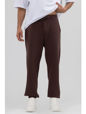 Basic Paça Lastikli Eşofman Alt Kahve