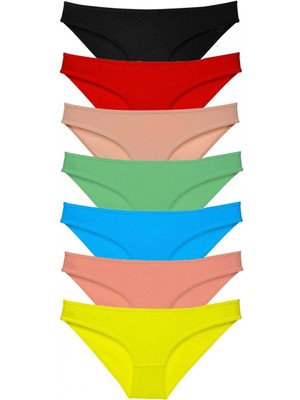 7 Adet Süper Eko Set Likralı Kadın Slip Külot Çok Renkli