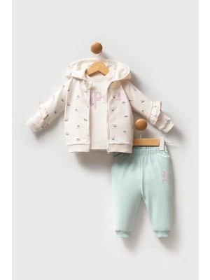 U.s Polo Kız Bebek 3'lü Takım 6-36 Ay Ekru