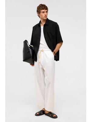 Basic Oversize Kısa Kollu Modal  Gömlek Siyah