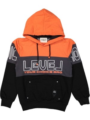 Gugo Genç Erkek Level Baskılı Kapşonlu Sweatshirt BE2607