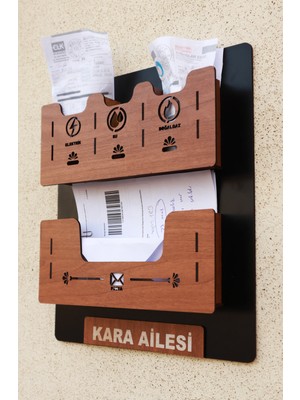 KutuTR Apartman Ortak Fatura & Posta Kutusu Ahşap Siyah Ceviz Renkli Şık Tasarım Türkiye Menşeli