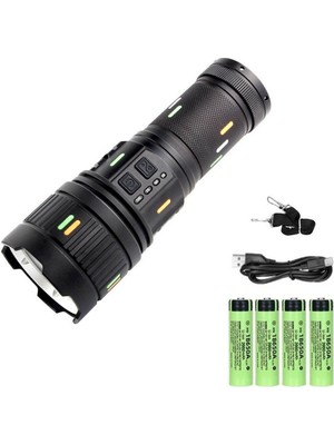 Teleskopik Zumlu Uzun Menzilli El Feneri | 100 Watt Parlak Led Işıklı 3500 Lümen Şarjlı MBLG401