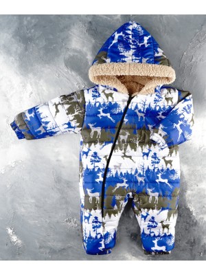 Yenisevimli Geyik Figürlü Kapüşonlu Içi Kürklü Kozmonot Tulum