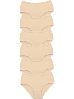 6 Adet Tutku Kadın Yüksek Bel Bato Kalın Lastik Külot Ten