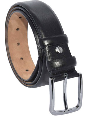 Siyah Çocuk Boy Hakiki Deri Düz Model 3.5 Cm.lik  Klasik Kemer XD-200-GRS-ST