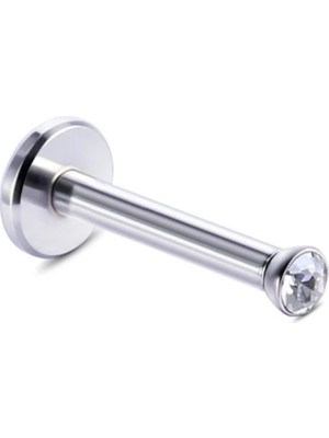 Bylin Cerrahi Çelik Minik Zirkon Taşlı Labrent Piercing-Bar Uzunluğu 8mm-1 adet