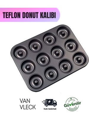 Teflon Donut Kalıbı – Dayanıklı, Yapışmaz ve Pratik Pişirme Kalıbı 12 Bölmeli