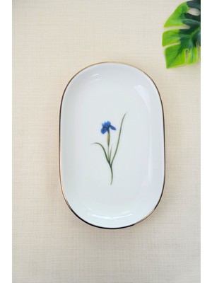 Tabak Evi Porselen Natura Iris Altın Yaldızlı Oval Kayık Tabak 18X11X2,50CM Tekli