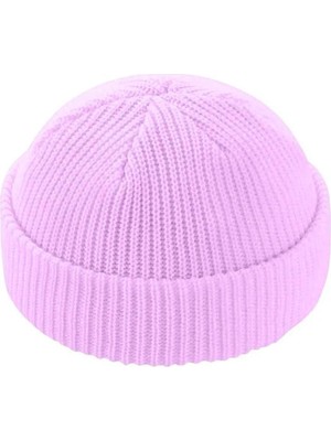 Erkek Lila Premium Kısa Rolled Bere Şapka