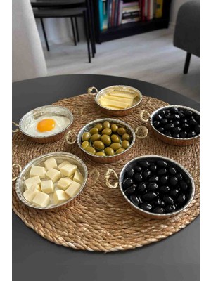 Bakır Kahvaltılık 6 Lı Çerezlik Sunumluk 10 cm Meze Tabağı