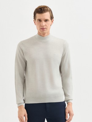 Karaca Erkek Regular Fıt Triko Kazak-Açık Gri Melanj