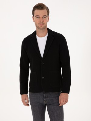 Cacharel Erkek Siyah Slim Fit Pamuk Karışımlı Triko Hırka 50314760-VR046