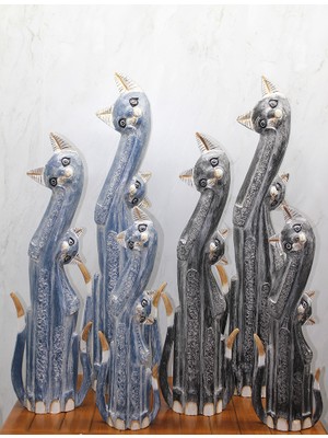 Ahşap 3'lü Kedi Seti 1 Metre Model 2