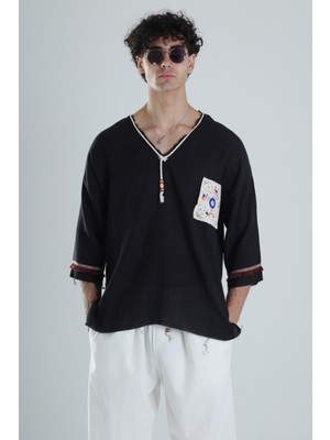 Kolyeli Tasarım Fakir Kol T-Shirt