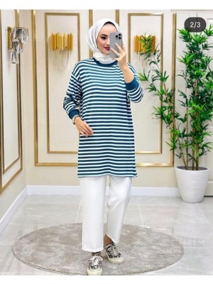 Çizgili Penye Tunik