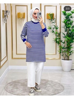 Çizgili Penye Tunik