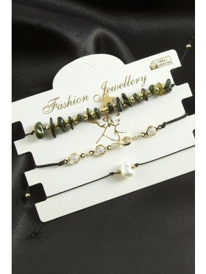 3 Adet Yıldız Kırık Doğaltaş Bileklik