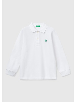 Erkek Bebek Beyaz Logolu Polo T-Shirt