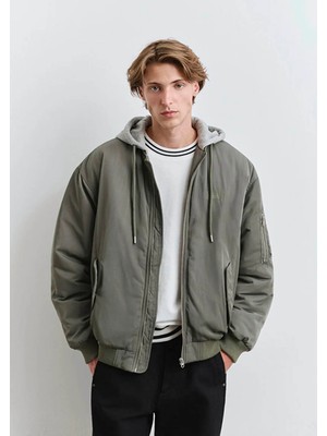 Mavi Kapüşonlu Yeşil Mont 0110563-86961