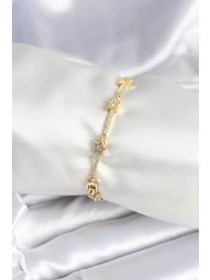 Pirinç Gold Renk Halley Yıldız Model Kadın Bileklik