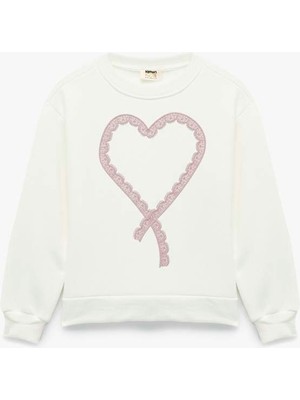 Koton  Ekru Kız Çocuk Sweatshirt 6WKG10192AK