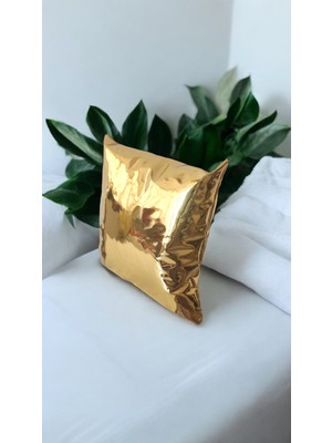Altın 45X45 Kırlent ( Içi Dolu) Salon Minderi, Minder, Gold Deri , Minderi Koltuk Minderi, Yastık