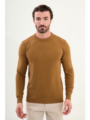 Desenli Slim Fit Bisiklet Yaka Erkek Kazak