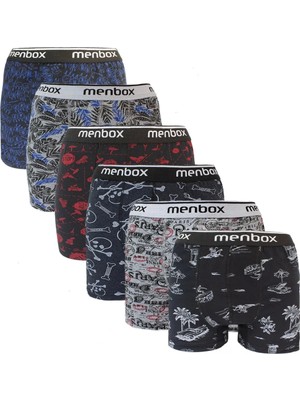 6 Adet Likralı Erkek Boxer Karışık Desenli Pamuklu