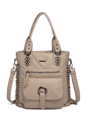 Barcelona Günlük Büyük ve Çok Cepli Kadın Omuz Çantası Uzun Askılı 1822 Açık Vizon