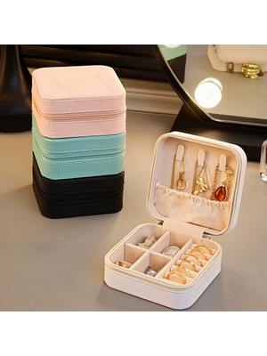Fermuarlı Seyahat Takı Kutusu – Çok Bölmeli Şık Organizer, Kolye Küpe Yüzük Takı Düzenleyici Çanta