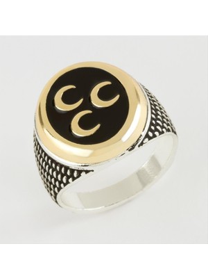 Zengezur 3 Hilal Metal Erkek Yüzük-Sarı