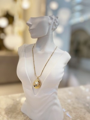 Güvercin Desenli Zirkon Taşlı Alya Çelik Kararmaz Paslanmaz Tasarım Özel Zincirli Kolye 1 Adet