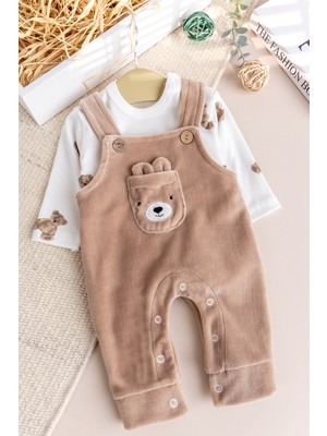 Fiğürlü Kışlık Kadife Erkek Bebek Salopet Tulum Set