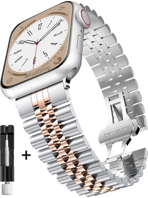 Apple Watch Seri 2 3 4 5 6 7 8 Se Ultra Uyumlu 38 40 41 mm Uyumlu Paslanmaz Çelik Rolex Saat Kordonu