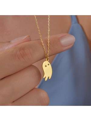 14 Ayar Altın Kaplama Cadılar Bayramı Yarasa Gümüş Kolye - CN00463