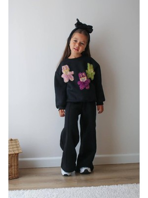 Labubu Baskılı Şardonlu Kız Çocuk Ikili Eşofman Takımı