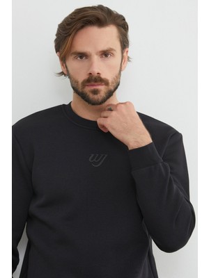 3 Iplik Baskılı Bisiklet Yaka Sweatshirt