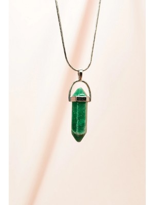 Yeşim Doğal Taşı Zincirli El Yapımı Tasarımlı Kolye Uç: 3,5 cm Zincir: 20 cm Kutulu